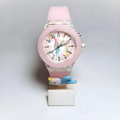 HYDEY Watch Special Gift For Kids Kids Unicorn LED Light-Up ( Pink Silicone Strap) Analog Watch  - For Boys & Girls
