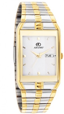 ADAMO Legacy wristwatch / watchs DAY AND DATE FUNCTIONING White Dial Rectangle Shaped with Metal Chain Premium watch for Men and Boys Analog Watch  - For Men