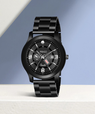 PIRASO D&D C19 BLACK Latest Designer Black Color Watch With Day & Date Functioning Analogue Watch For Boys Analog Watch - For Men
