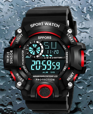 SHURAI 82.NOMBER_RED SPORT LOOK BAND SHOCK CHRONOGRAPH RESISTANCE Digital Watch  - For Boys