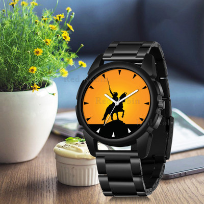 Welix SHIVAJI-J16-BLK-CDBLK SHIVAJI Design Stylish Black Silicone Strap Wrist Watch for Hindu Men and Boys Analog Watch  - For Men