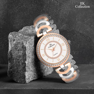 IIK Collection IIK-3095W White Dial With Silver & RoseGold Bracelet Strap Analog Watch  - For Women