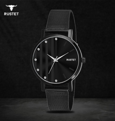 RUSTET LD-L42-BLK-CH LD-L42-BLK-CH Black Mesh Strap Girls Analog Watch  - For Girls