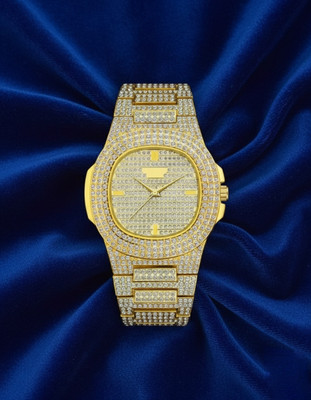 Fanish fashion Aurora Royale Men's Analog Luxury Watch (Gold, Full Crystal) Luxury watches Analog Watch  - For Men