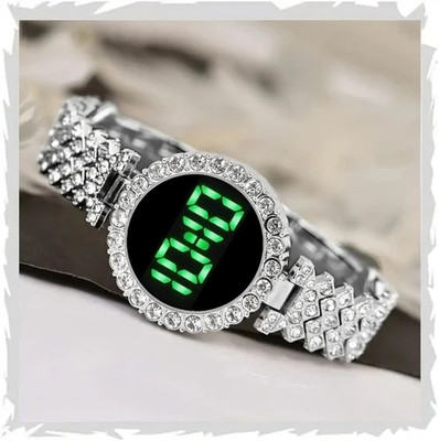 A S Enterprises DIAMOND CRYSTAL WATCH LUXURY FASHION DIAMOND CRYSTAL DIAL STAINLESS STEEL ROSE GOLD CHAIN RSA Digital Watch  - For Girls