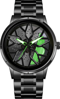 IIK Collections IIK-5018M Men Car Wheel Watch With Spinning Car Rim Design Analog Watch  - For Boys