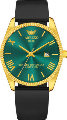 ABREXO Abx4205 Green Dial Date Working Black Silicon Strap ABREXO Abx4205 Green Dial Date Working Black Silicon Strap Quartz Mechanism Analog Watch  - For Men