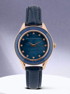 French Connection 3-HANDS Iris Blue MOP Rhinestone Dial | Analog Watch for Women's | FCB5UL Analog Watch  - For Women
