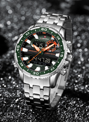 NAVIFORCE Versatile combination of Silver strap and Green dial Analog-Digital Watch  - For Men