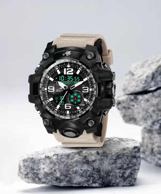AB Collection 2031 Splash Water Resistant Dual-Time Men's Watch Multifunction 12H / 24H Format Analog-Digital Watch  - For Men