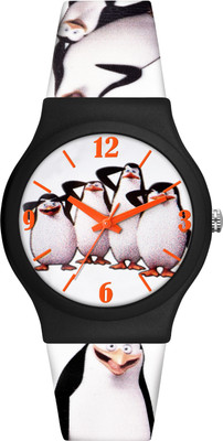 Morli ML-718 Black & White Fun & Cartoonish Penguin Theme Soft Silicone Strap Waterproof Analog Watch - For Girls