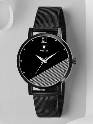 RUSTET LD-L42-BLACK-CH Black Mesh Strap Girls Analog Watch  - For Women