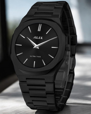 Alix AL2912BB Minimalist Matte Black Dial with Black Stainless Steel Strap Analog Watch  - For Men