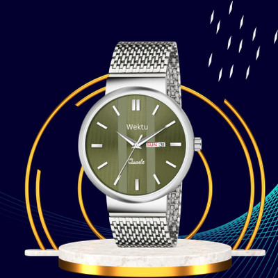 WEKTU Premium Quartz Watch/Men/Stainless Steel/Green Dial with Day & Date Display/07 Analog Watch  - For Men