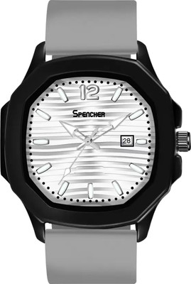Spencher Vintage 6600 Vintage Date Working Square Grey Dial Premium Silicone Strap Boys Analog Watch  - For Men