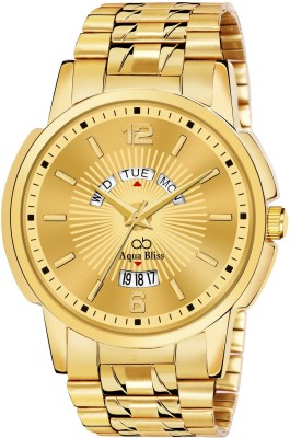 AquaBliss Gold Stainless Steel Day & Date Display Analog Watch  - For Men