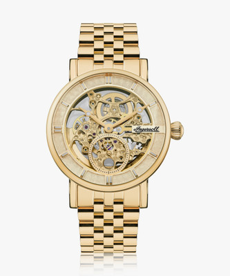 Ingersoll I00408 Automatic Gold Skeleton Dial With Lifetime Warranty Analog Watch  - For Men