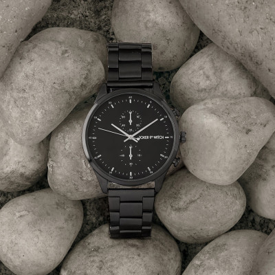 Joker & Witch Beetle All Black Dial Metallic Link Strap Analog Men's Watch Analog Watch  - For Men