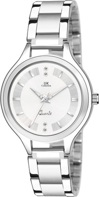 IIK Collection Fashionable Silver Studded Dial with Silver Metallic Bracelet Strap Analog Watch  - For Women