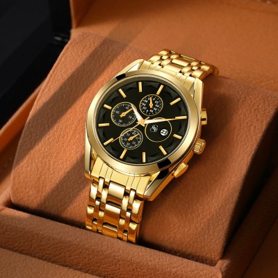 Shocknshop Analog Day Display Stainless Steel Gold Chain Analog Watch  - For Men