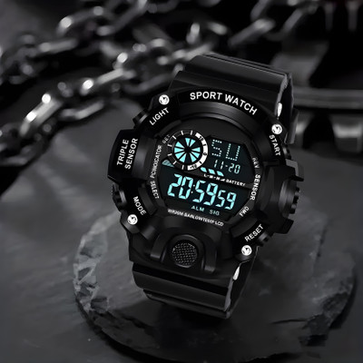 SHURAI Black_82.No_Sports Water Resistance Digital Watch  - For Men