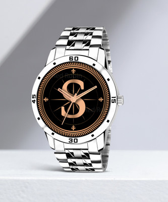 Red Robin ALPHA-S-AVO-SIL-STL Fancy Design Stylish ALPHABET S Dial Silver Leather Strap Men Wrist Watch Analog Watch  - For Boys