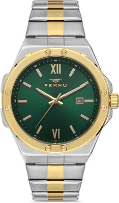 Ferro F11357A-D10 Classic Quartz Green Round Dial Analog Watch  - For Men