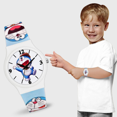 Loretta LT-714 Doremon Cartoon Dial with White Case with Blue Silicone Strap Waterproof Kids Analog Watch  - For Boys
