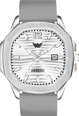ABREXO Abx6600-SLV GRY Vintage-Law Date Working Square Silver Dial Premium Silicone Strap Boys Analog Watch  - For Men