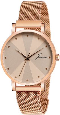 JAINX Rose Gold Mesh Magnet Chain Analog Watch  - For Women