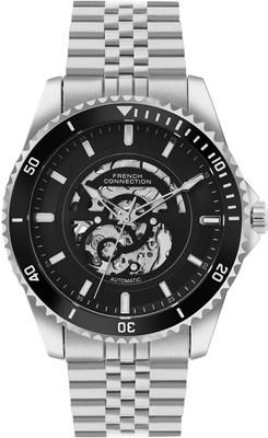 French Connection AETHER DRIVE AETHER DRIVE Black Sunray Round Dial | Men's Silver Automatic Watch Analog Watch  - For Men