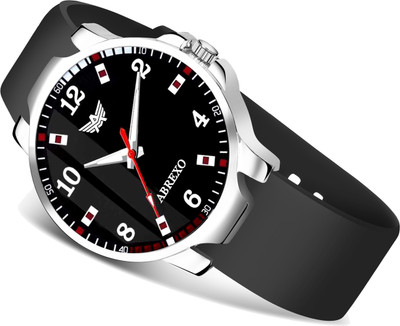 ABREXO 8619 Trending Round Black Causal Wrist Watch Silicone Strap Analog Watch  - For Boys