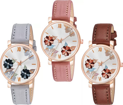 frozil Colour Leather Strap Combo Watch For Womens Analog Watch  - For Women
