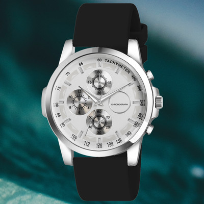 AWEX A_TS09_BlackBelt_SilverDila_26 Comfortable black silicone strap watch with an eye-catching silver dial Analog Watch  - For Men