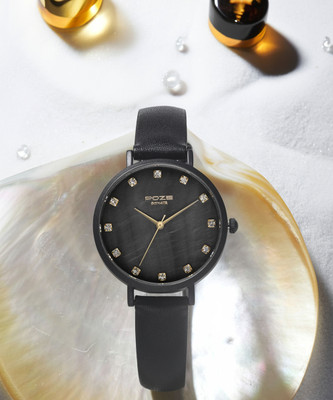 SONATA Poze Black Dial Black Strap Analog Watch  - For Women