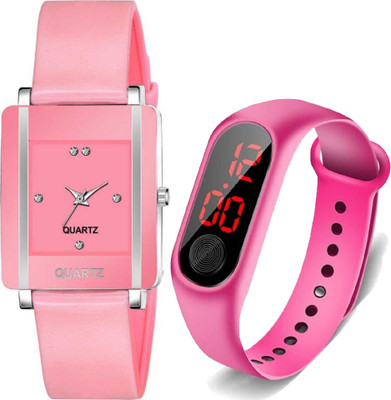 Rozti Rozti PU Belt & Square Watch For Women Analog-Digital Watch  - For Girls