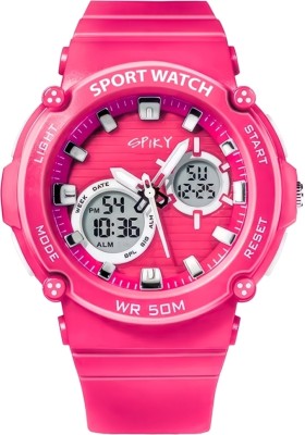 Spiky SPKEVA29_Pnk Spiky Round Stylish Premium Waterproof Sports Watch for Kids Analog-Digital Watch  - For Girls