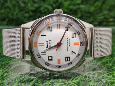 hmt pilot HMT Pilot White Dial Working Hand winding 17 Jewels Para Shock Men's Wrist Watch hmt pilot Analog Watch  - For Men