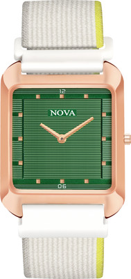 NOVA Mens & Boys Square Velcro Fibre Strap Analog Watch  - For Men