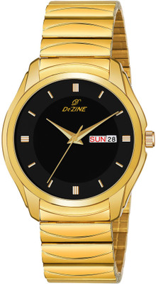 Dezine Gold Plated Day Date Display Analog Watch  - For Men