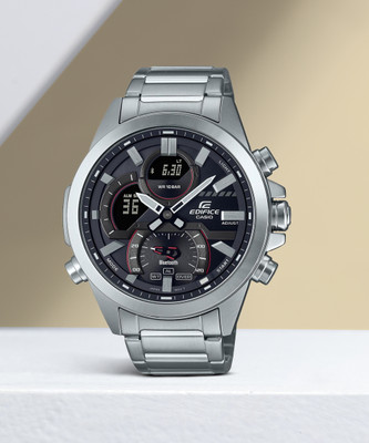 CASIO ECB-30D-1ADF Edifice Black Dial Silver Stainless Steel Band Analog-Digital Watch  - For Men