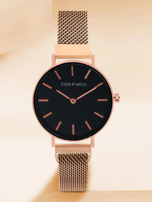 Joker & Witch Joer & Wich Natalie Black Dial 14mm Rose Gold Stainless Steel Watch for Women Analog Watch  - For Women