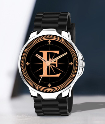 FEMEO -E-3K-SIL-BK-CDBLK-1 Alpha Heritage Collection E Black Strap Watch for Man & Boys Analog Watch  - For Men