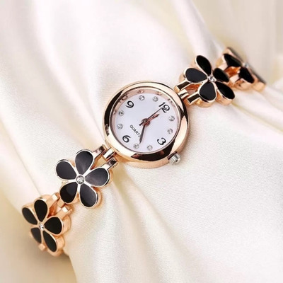 RareEagle Stylish Fashion Female Clock with Black Color Flower Strap Watch Analog Watch  - For Boys & Girls