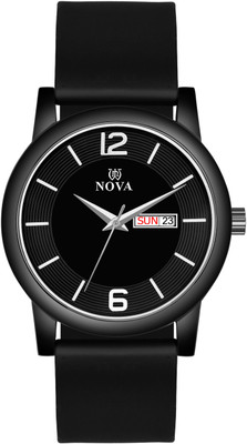 NOVA Mens/Boys Black Strap & Dial Analog Watch  - For Men