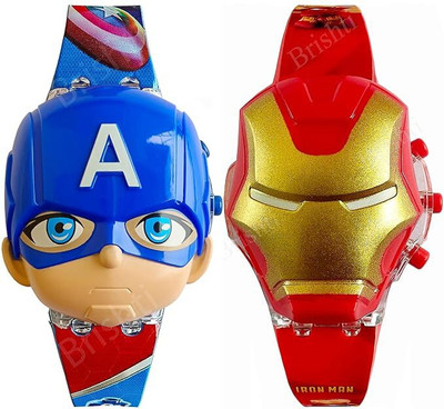 SALINA Musical Sound With Digtal Disco Glowing Light Watch For Kids Combo Cartoon Characters Multicolored Disco Light with Musical Tone Digital Watch  - For Boys & Girls