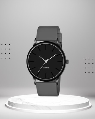 Timorix Modern Black & Grey Quartz Black Dial Analog Watch for Men With Dark Grey Silicone Strap | Stylish Quartz | Analog Watch  - For Men