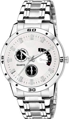 SHURAI WHITE_WATCH NEW F Silver Dial Adjustable Length Stainless Steel Watch for men Analog Watch  - For Men