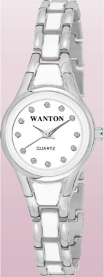 WANTON Fashionable WHITE shining mina studded SILVER bangle bracelet watch for Girls Analog Watch  - For Girls