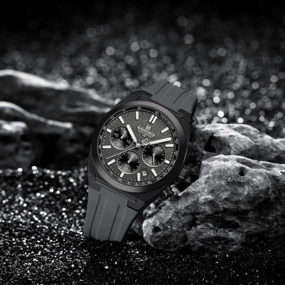 NAVIFORCE NF8080 Mutifunctional Black Dial With Grey Silicon Strap Analog Watch  - For Men